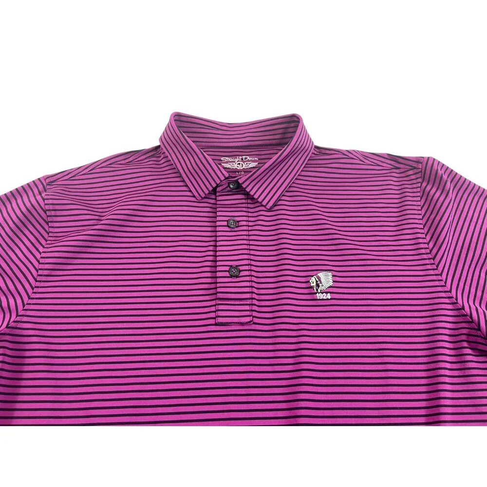 Straight Down Polo Shirt Mens‎ Large Purple Stripe Performance Golf Course